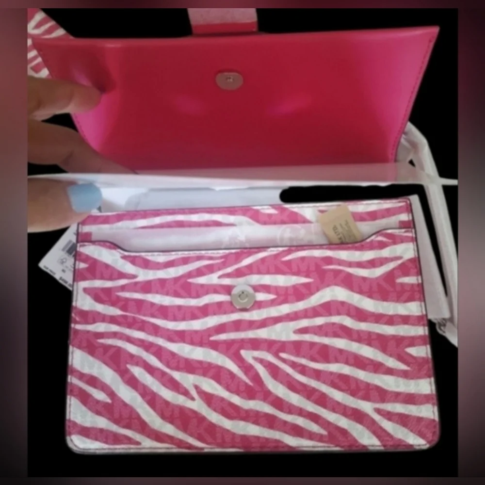Michael Kors Greenwich Zebra Print Crossbody and Wallet Set NWT